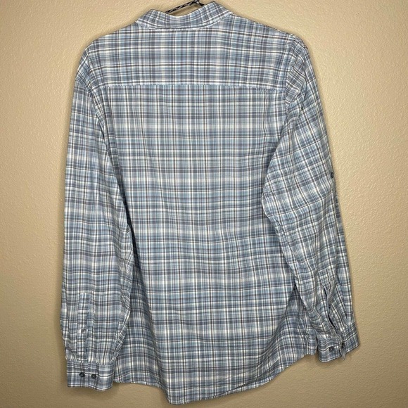 Calvin Klein Men's Blue White Plaid 100% Cotton Long Sleeve Button Up Shirt - Picture 2 of 10